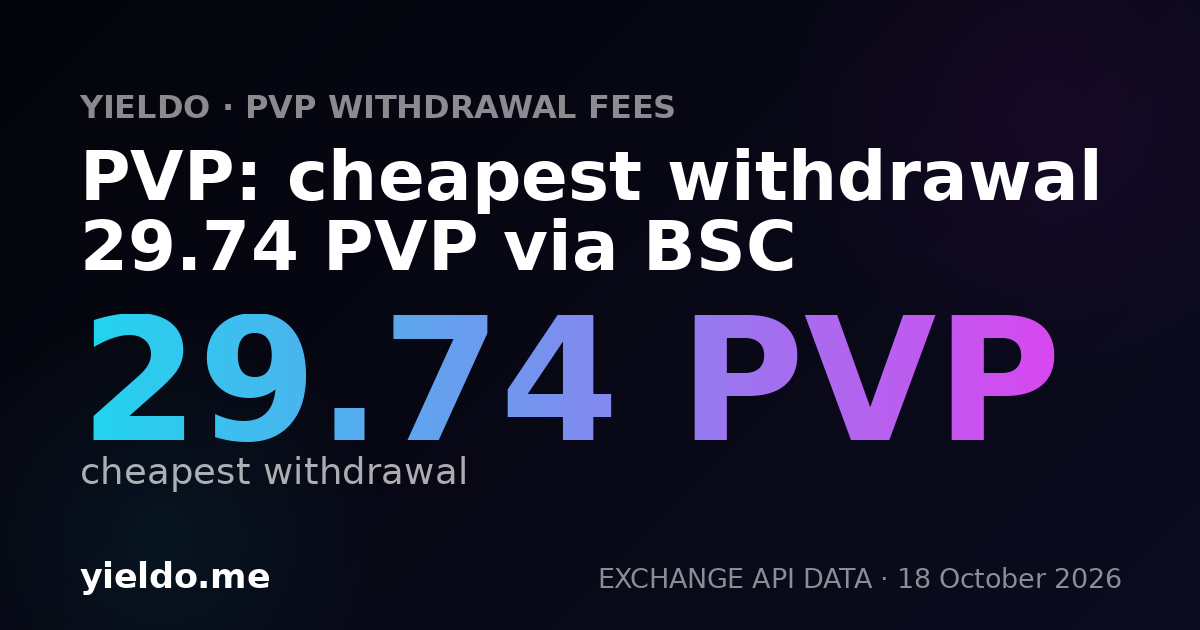 PVP: cheapest withdrawal 29.74 PVP via BSC