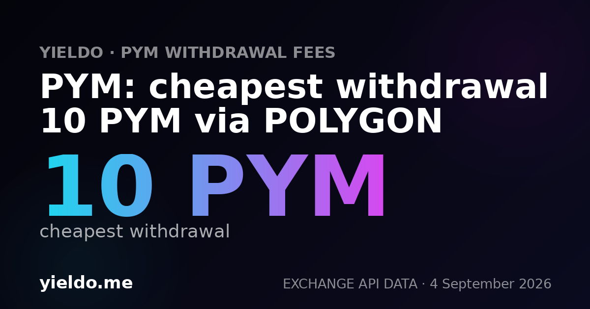 PYM: cheapest withdrawal 10 PYM via POLYGON