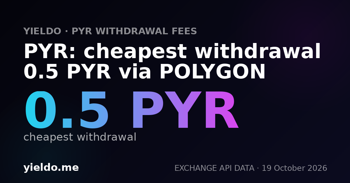 PYR: cheapest withdrawal 0.5 PYR via POLYGON
