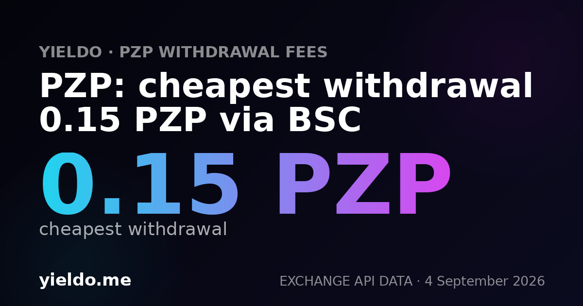PZP: cheapest withdrawal 0.15 PZP via BSC