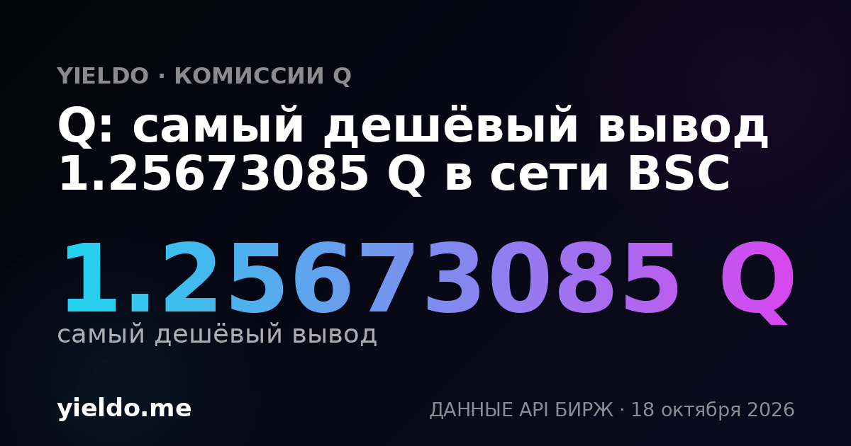 Q: самый дешёвый вывод 1.33844441 Q в сети BSC