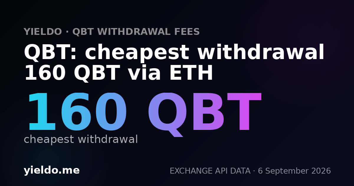 QBT: cheapest withdrawal 160 QBT via ETH