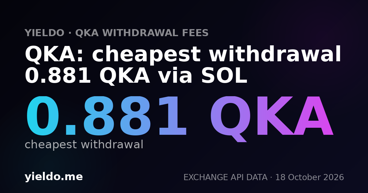 QKA: cheapest withdrawal 0.881 QKA via SOL