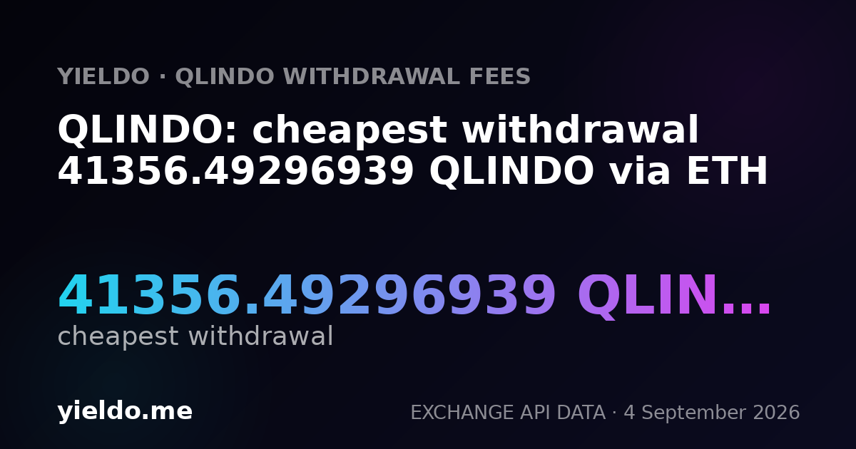 QLINDO: cheapest withdrawal 41356.49296939 QLINDO via ETH