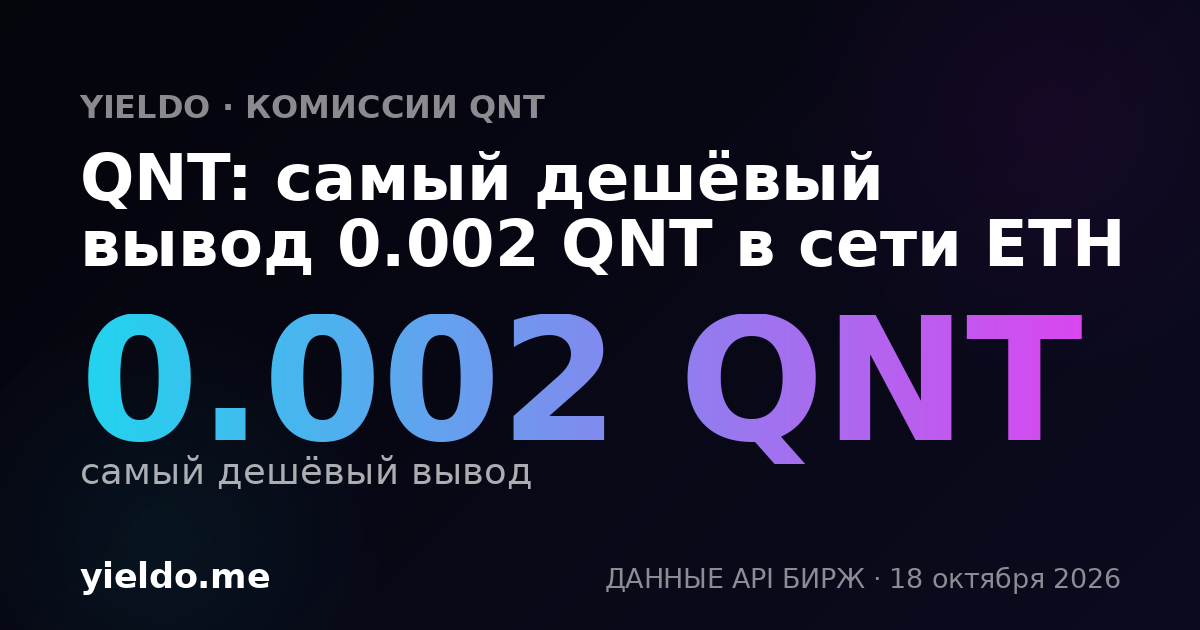QNT: самый дешёвый вывод 0.00202 QNT в сети ETH