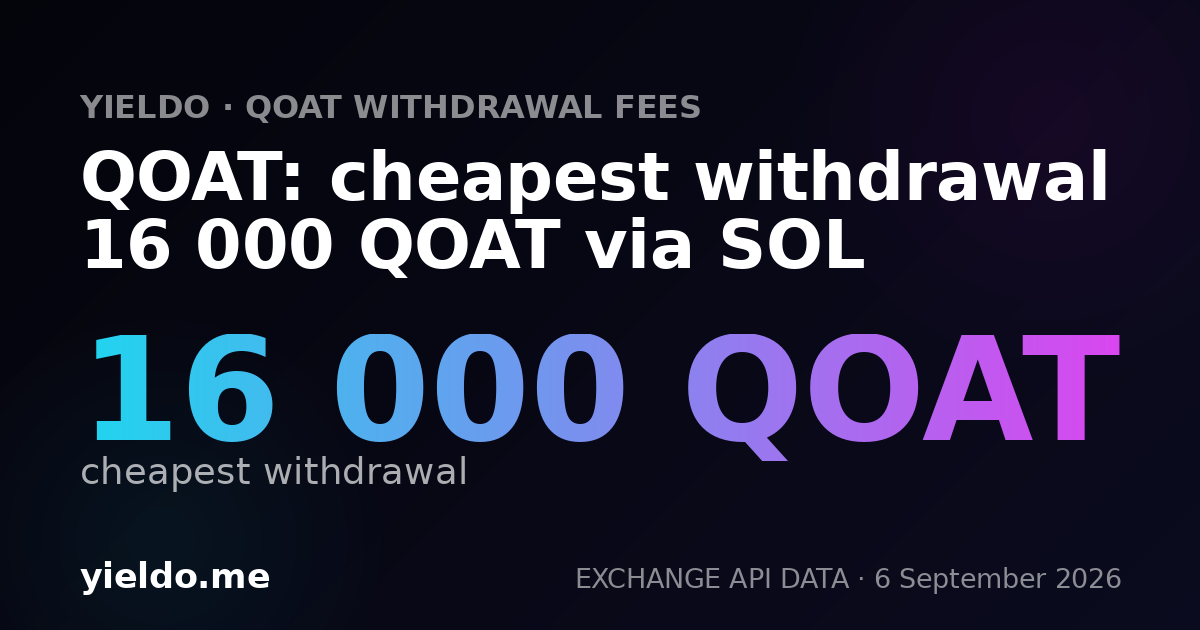 QOAT: cheapest withdrawal 16 000 QOAT via SOL