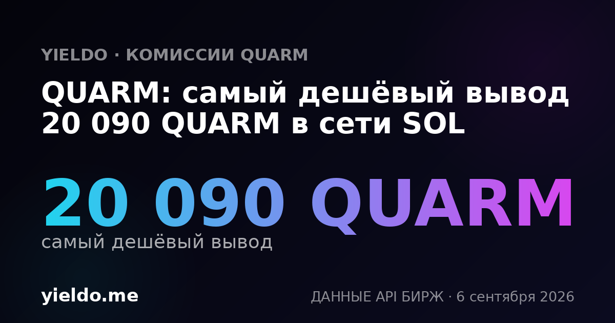 QUARM: самый дешёвый вывод 20 090 QUARM в сети SOL