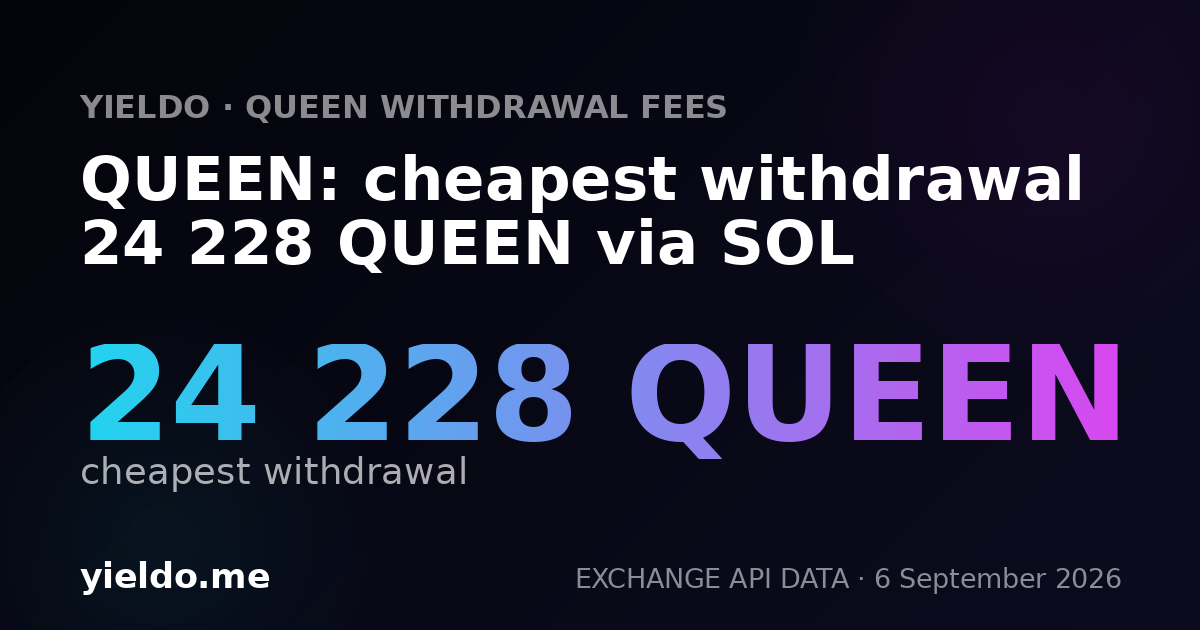 QUEEN: cheapest withdrawal 24 228 QUEEN via SOL
