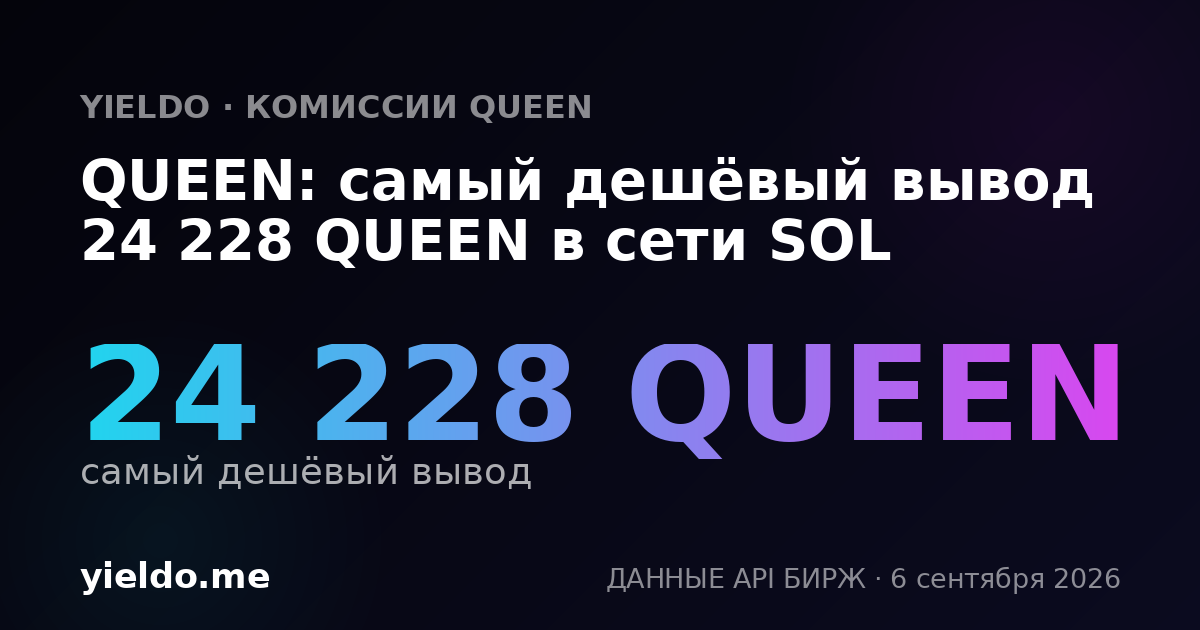 QUEEN: самый дешёвый вывод 24 228 QUEEN в сети SOL