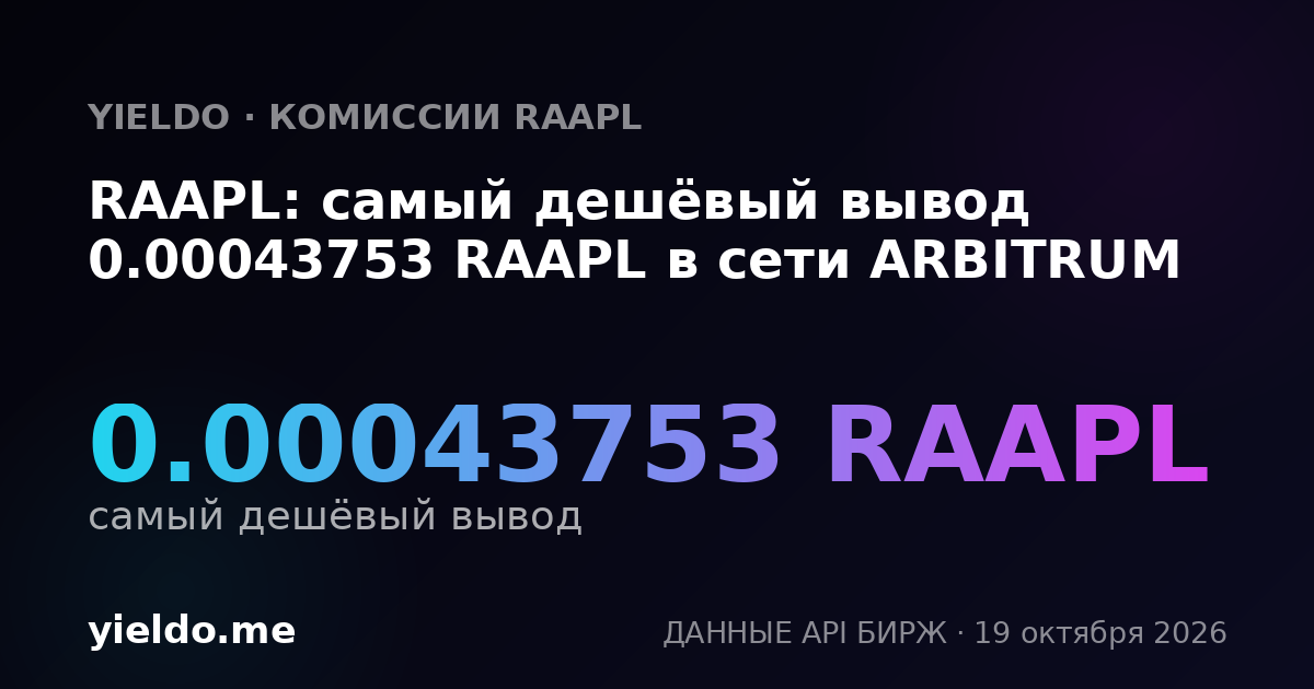 RAAPL: самый дешёвый вывод 0.00043753 RAAPL в сети ARBITRUM