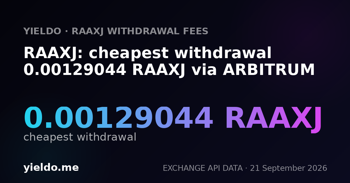 RAAXJ: cheapest withdrawal 0.00129044 RAAXJ via ARBITRUM