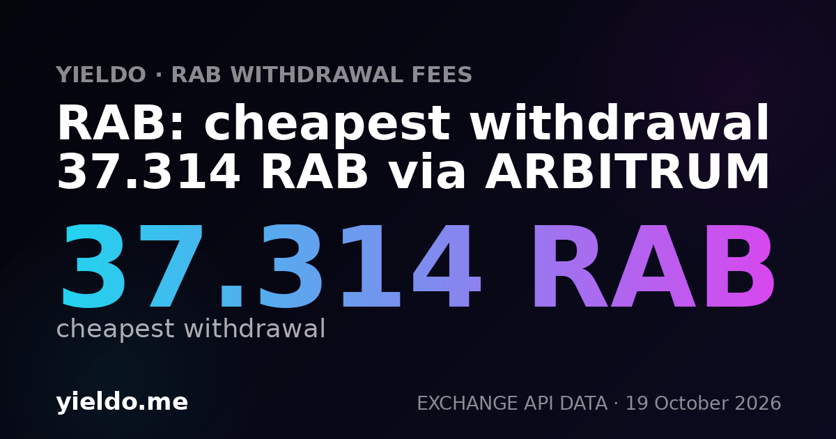 RAB: cheapest withdrawal 37.314 RAB via ARBITRUM