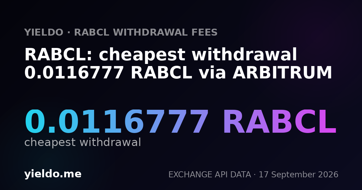 RABCL: cheapest withdrawal 0.01264809 RABCL via ARBITRUM