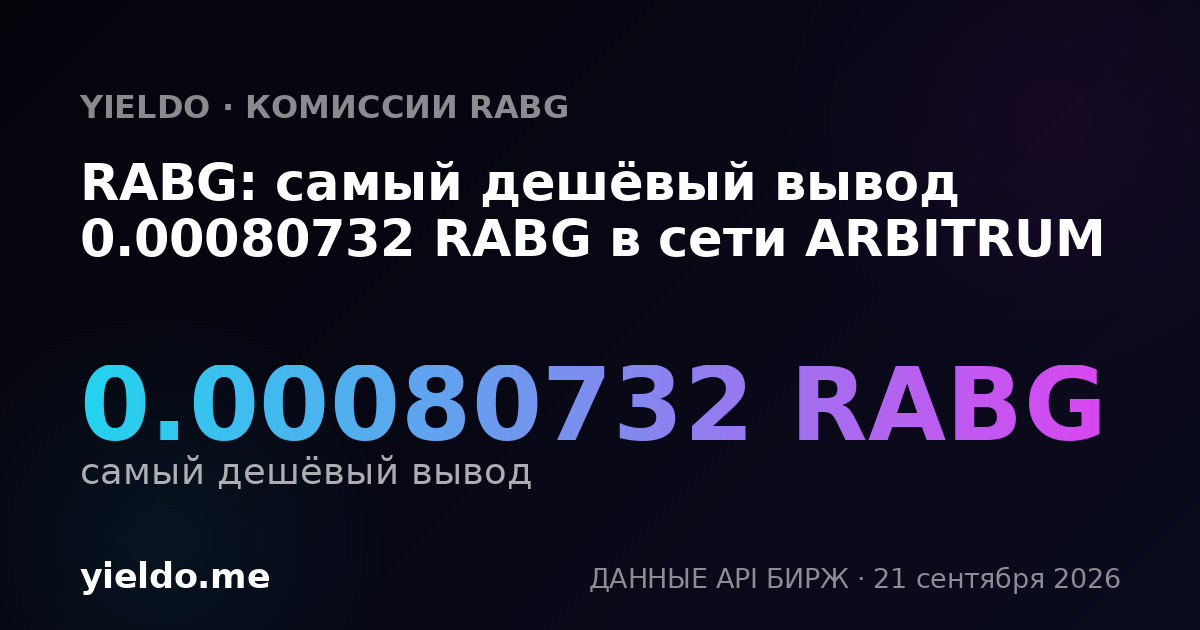 RABG: самый дешёвый вывод 0.0008194 RABG в сети ARBITRUM
