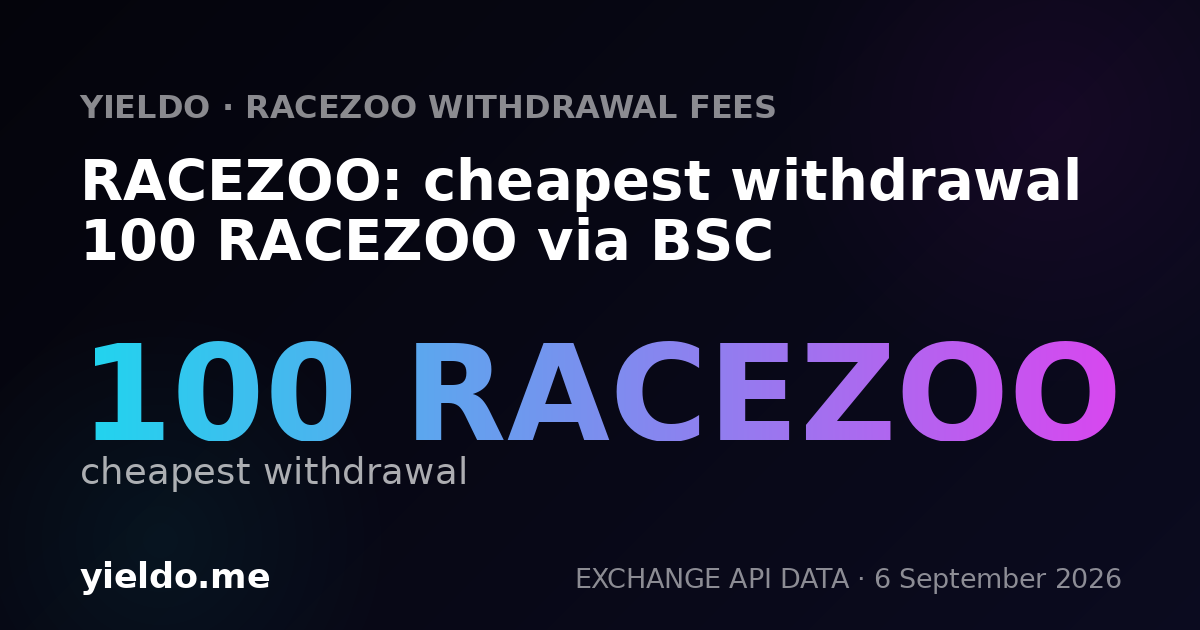 RACEZOO: cheapest withdrawal 100 RACEZOO via BSC