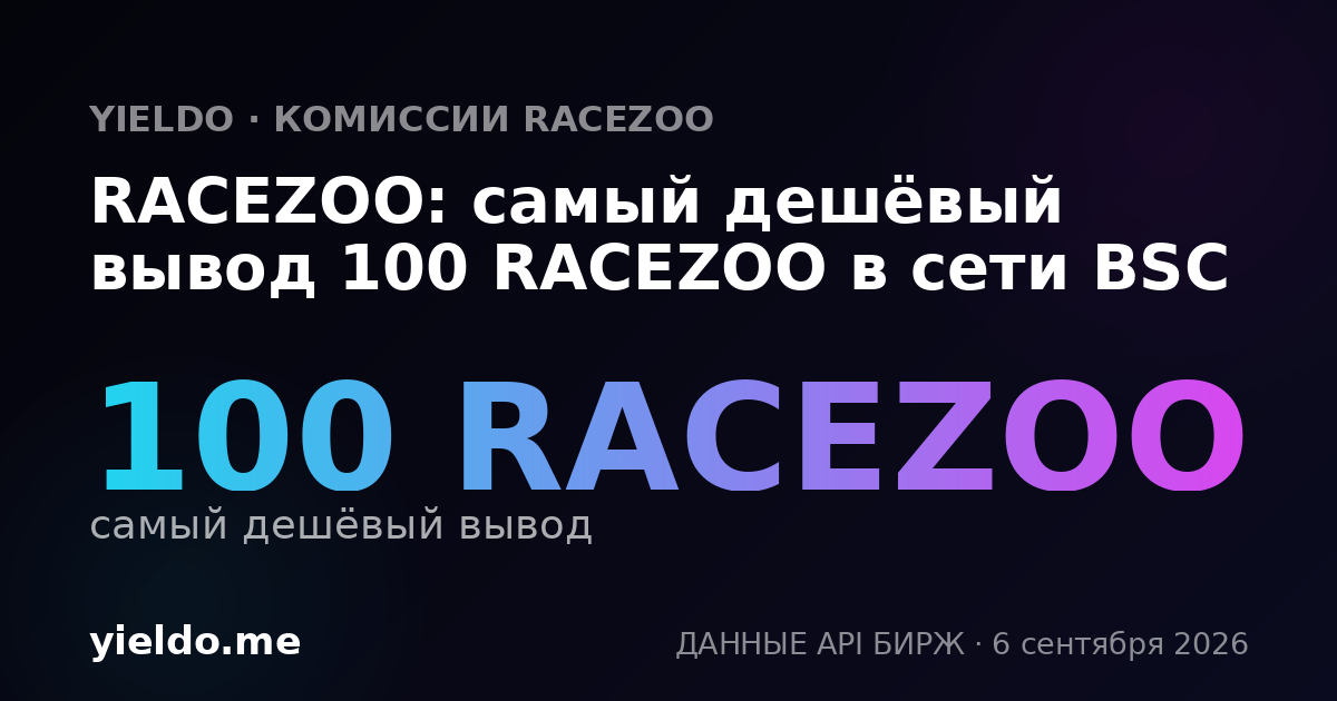 RACEZOO: самый дешёвый вывод 100 RACEZOO в сети BSC