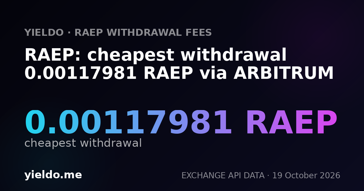 RAEP: cheapest withdrawal 0.00117925 RAEP via ARBITRUM