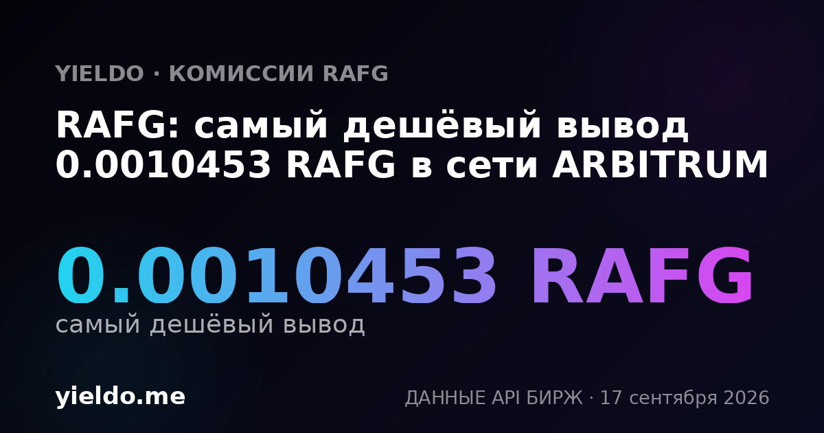 RAFG: самый дешёвый вывод 0.0010453 RAFG в сети ARBITRUM