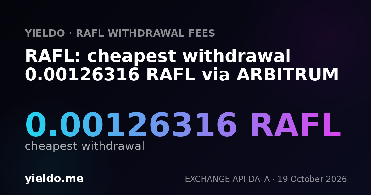 RAFL: cheapest withdrawal 0.00126316 RAFL via ARBITRUM