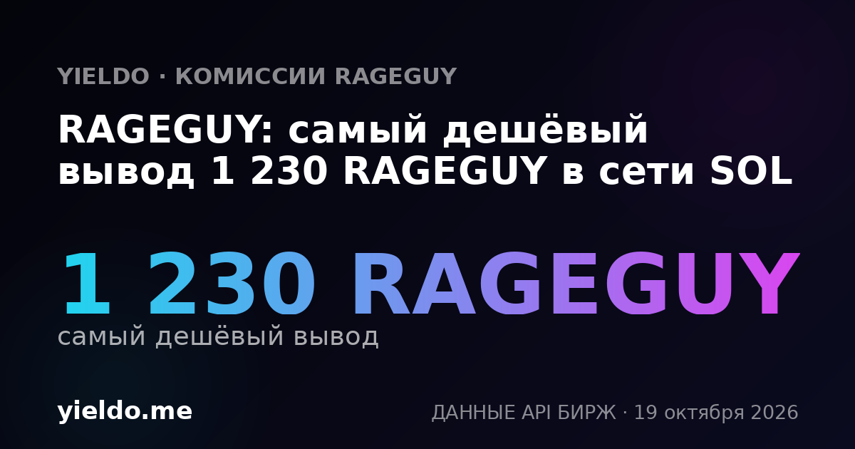 RAGEGUY: самый дешёвый вывод 1 230 RAGEGUY в сети SOL