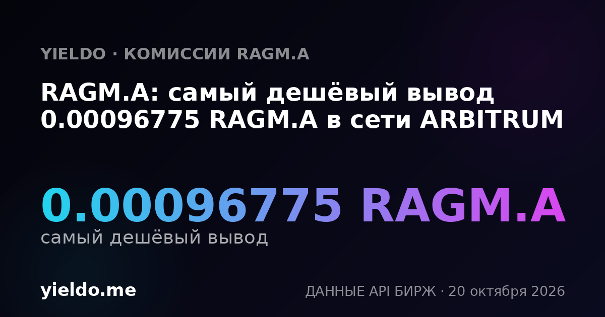 RAGM.A: самый дешёвый вывод 0.00096775 RAGM.A в сети ARBITRUM