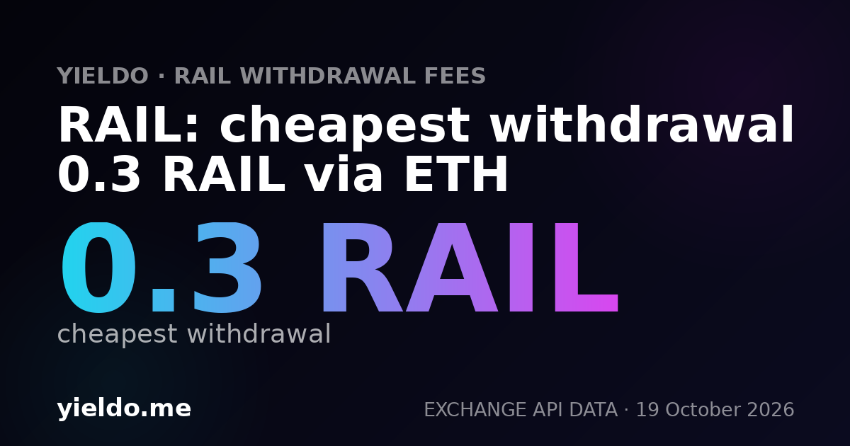 RAIL: cheapest withdrawal 0.3 RAIL via ETH