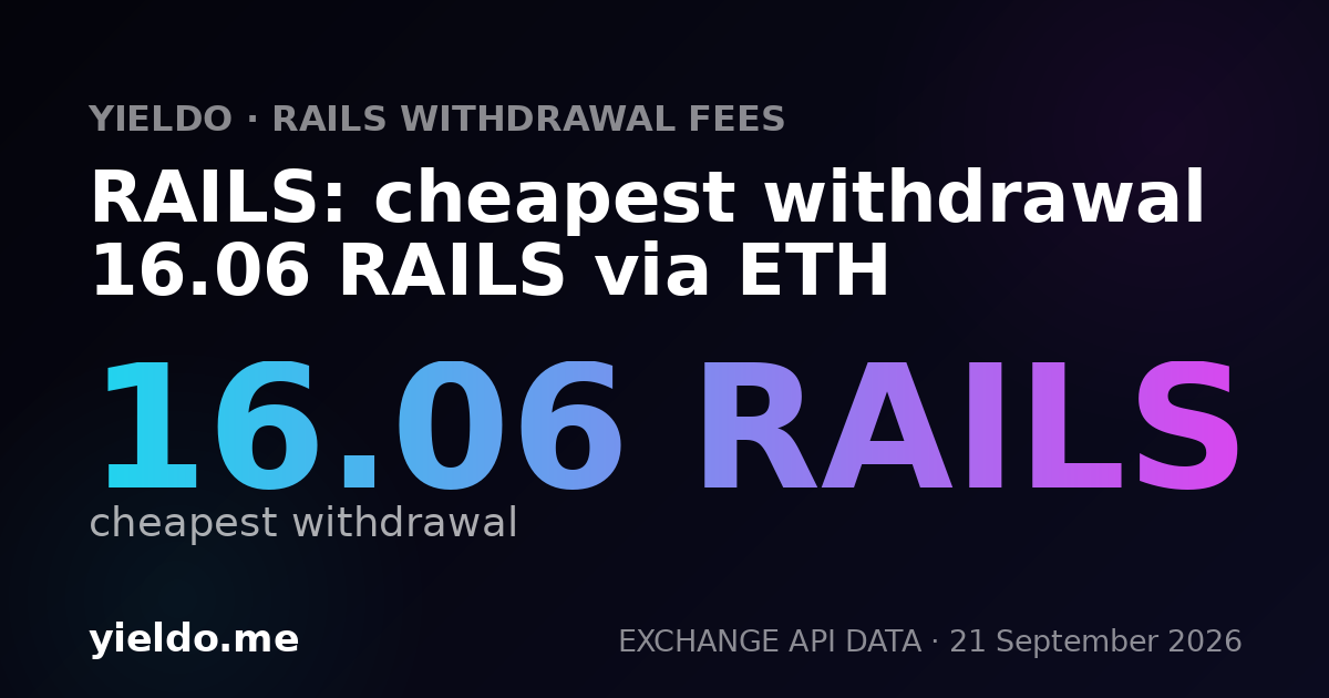 RAILS: cheapest withdrawal 16.131 RAILS via ETH