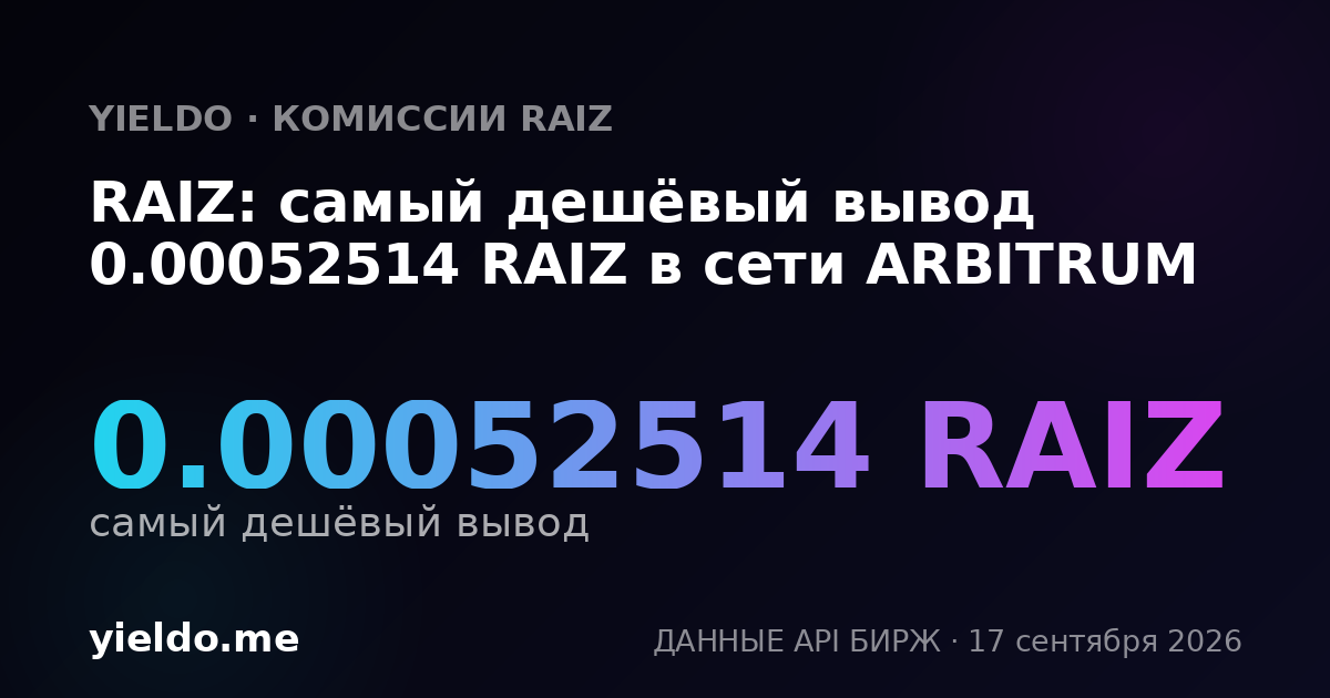 RAIZ: самый дешёвый вывод 0.00052514 RAIZ в сети ARBITRUM
