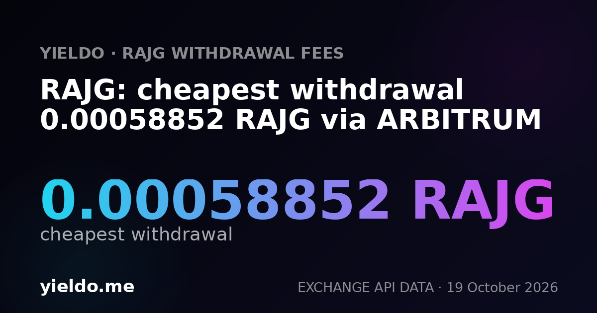 RAJG: cheapest withdrawal 0.00058852 RAJG via ARBITRUM