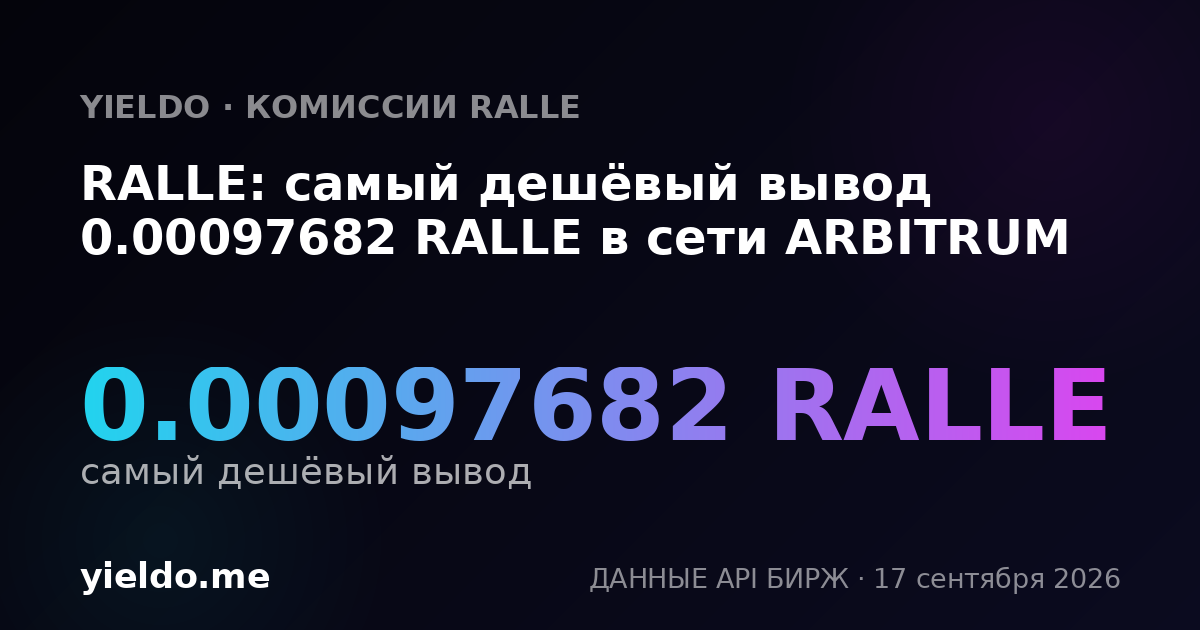 RALLE: самый дешёвый вывод 0.00098162 RALLE в сети ARBITRUM