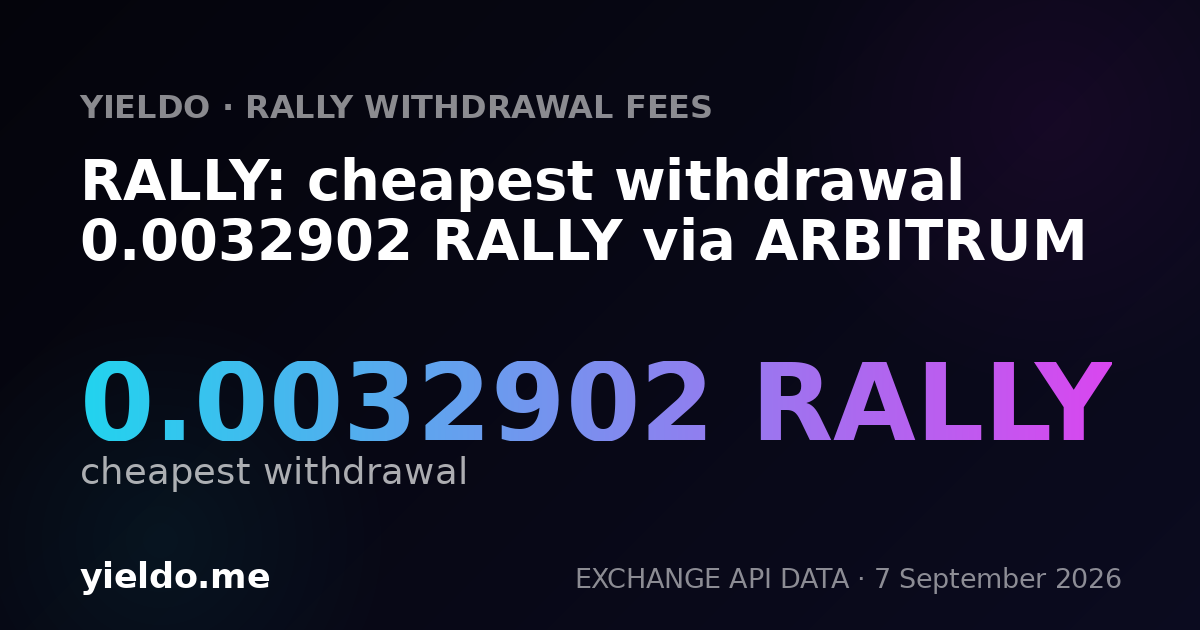 RALLY: cheapest withdrawal 0.0032902 RALLY via ARBITRUM