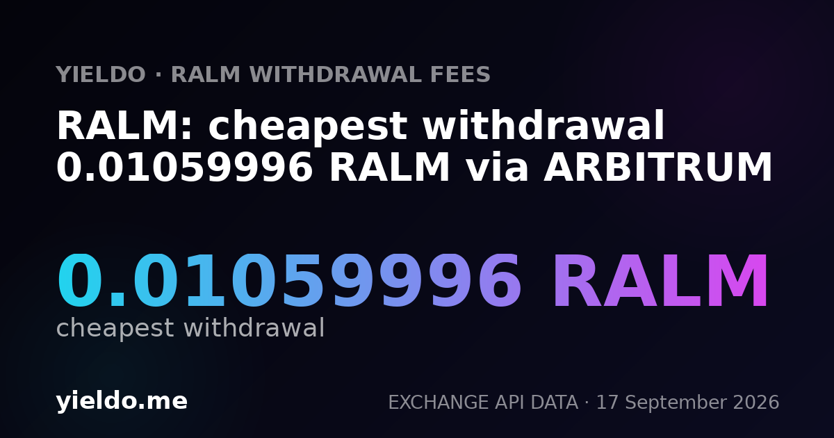 RALM: cheapest withdrawal 0.01063076 RALM via ARBITRUM