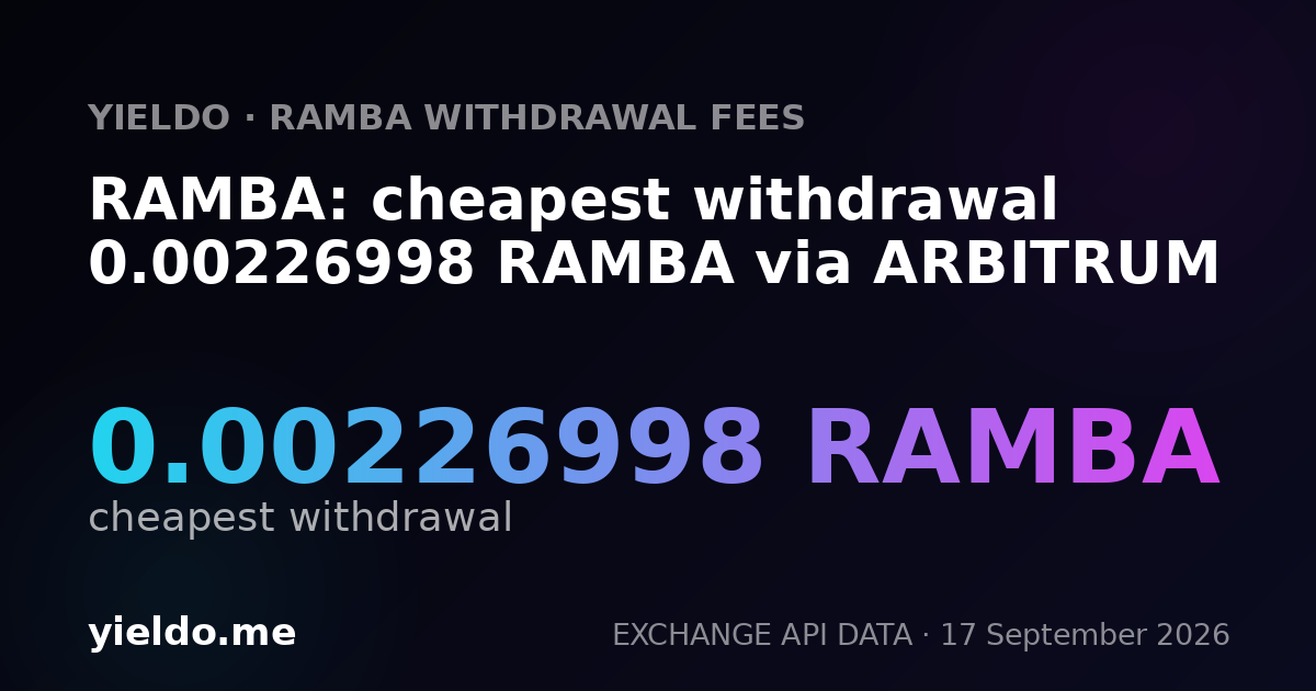 RAMBA: cheapest withdrawal 0.00234441 RAMBA via ARBITRUM