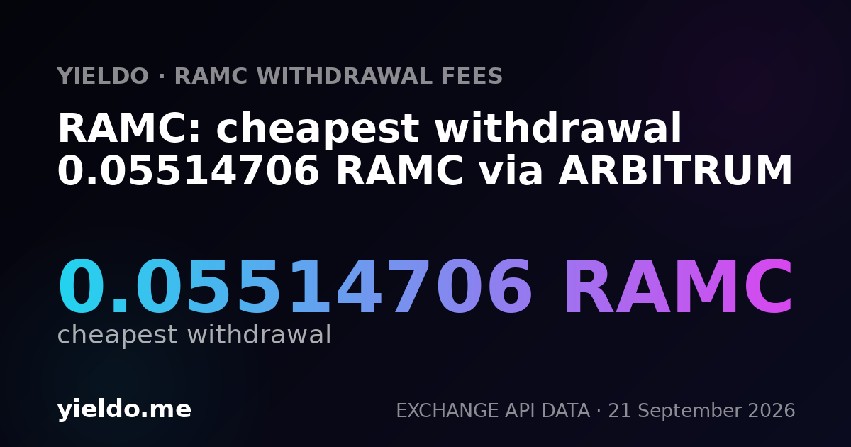 RAMC: cheapest withdrawal 0.05514706 RAMC via ARBITRUM