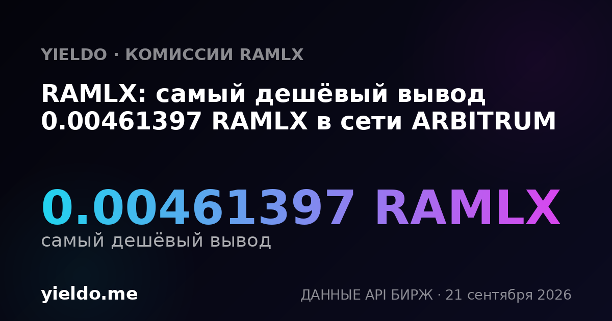 RAMLX: самый дешёвый вывод 0.00461397 RAMLX в сети ARBITRUM