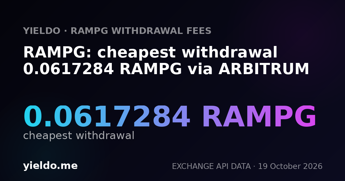 RAMPG: cheapest withdrawal 0.0617284 RAMPG via ARBITRUM
