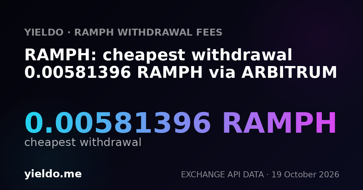 RAMPH: cheapest withdrawal 0.00581396 RAMPH via ARBITRUM