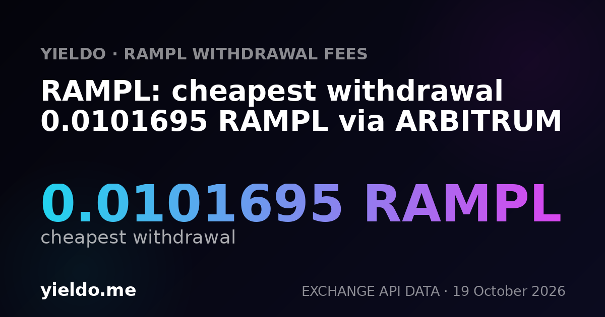 RAMPL: cheapest withdrawal 0.0101695 RAMPL via ARBITRUM