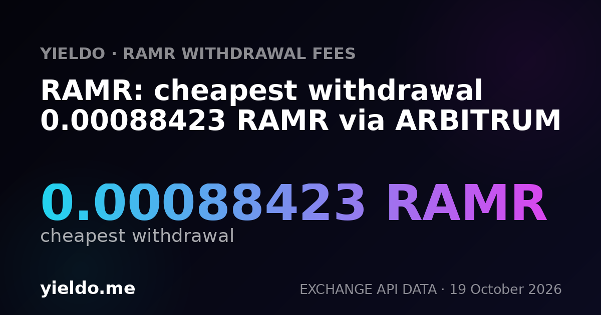 RAMR: cheapest withdrawal 0.00088423 RAMR via ARBITRUM