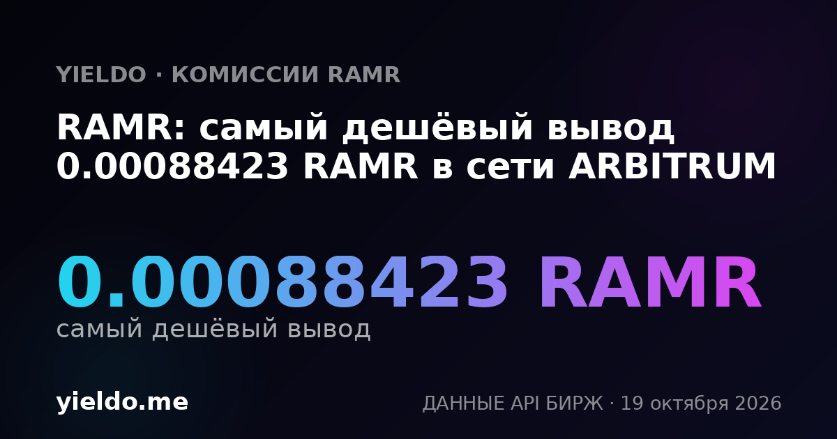 RAMR: самый дешёвый вывод 0.00088423 RAMR в сети ARBITRUM
