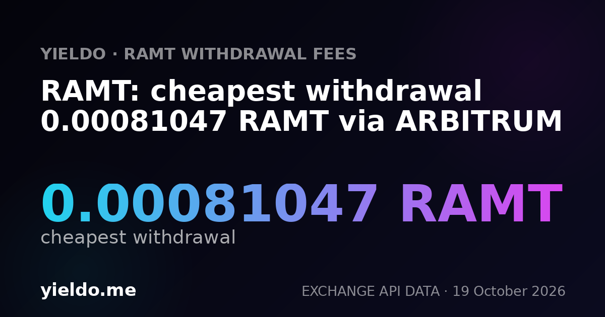 RAMT: cheapest withdrawal 0.00081047 RAMT via ARBITRUM