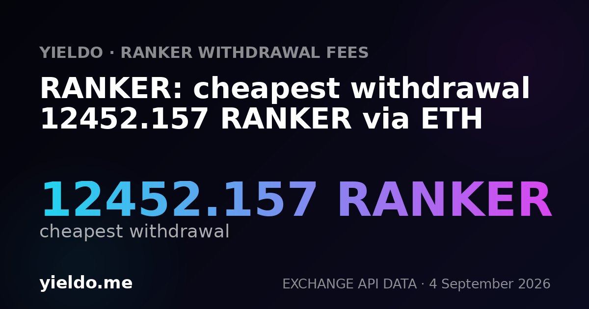 RANKER: cheapest withdrawal 12452.157 RANKER via ETH