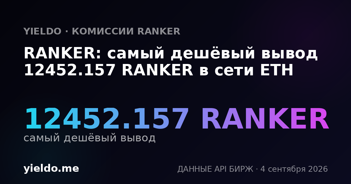 RANKER: самый дешёвый вывод 12452.157 RANKER в сети ETH