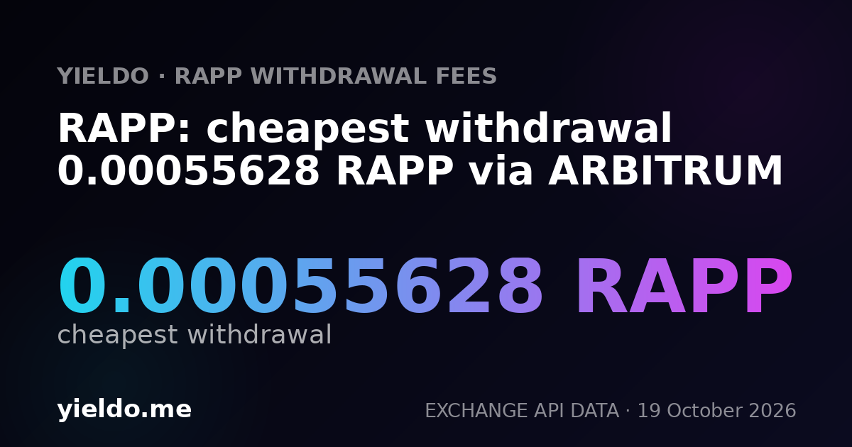 RAPP: cheapest withdrawal 0.00055628 RAPP via ARBITRUM