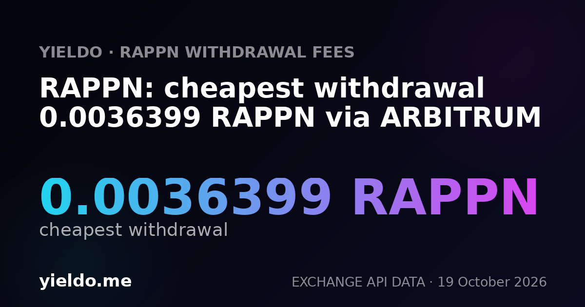 RAPPN: cheapest withdrawal 0.0036399 RAPPN via ARBITRUM