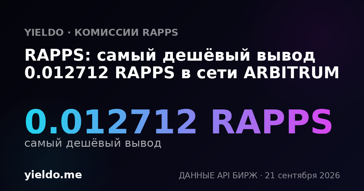 RAPPS: самый дешёвый вывод 0.012712 RAPPS в сети ARBITRUM
