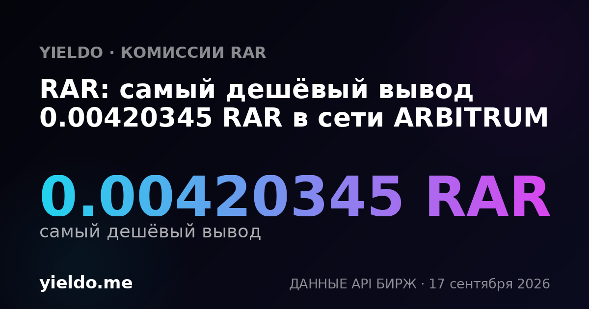 RAR: самый дешёвый вывод 0.00420345 RAR в сети ARBITRUM