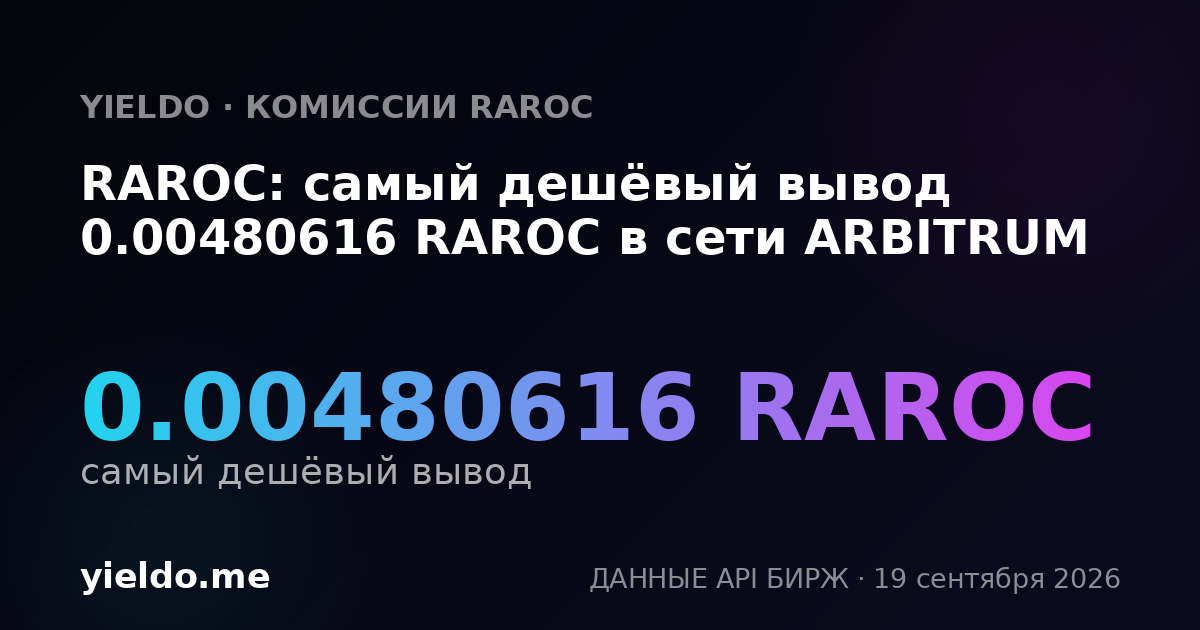 RAROC: самый дешёвый вывод 0.00478622 RAROC в сети ARBITRUM