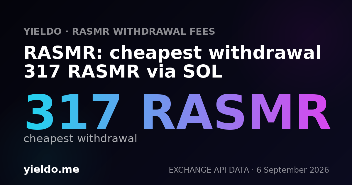 RASMR: cheapest withdrawal 317 RASMR via SOL