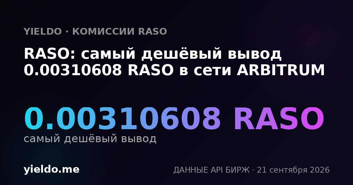 RASO: самый дешёвый вывод 0.00310608 RASO в сети ARBITRUM